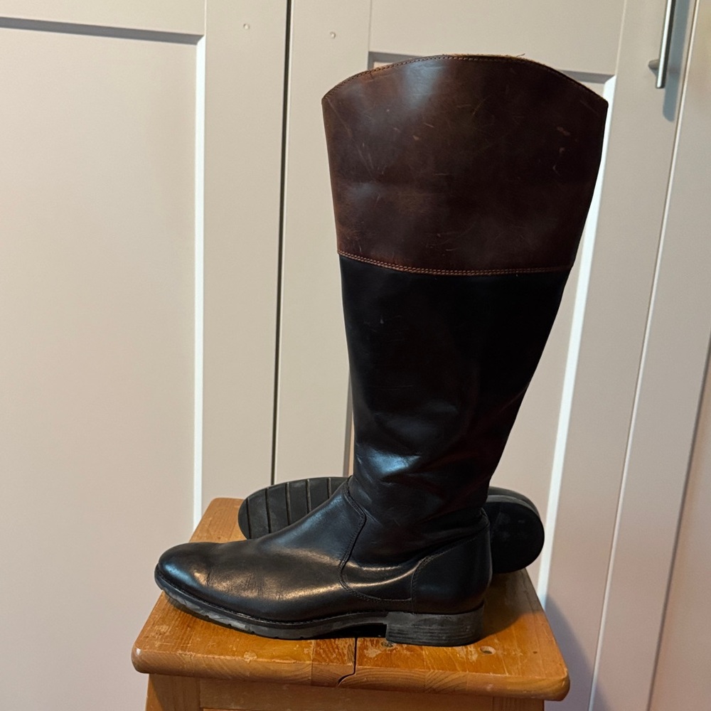 Sebago Women's Two-Tone Heeled Boots - Black and Brown